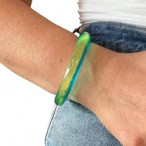 Vintage Green and blue see through bangle bracelet